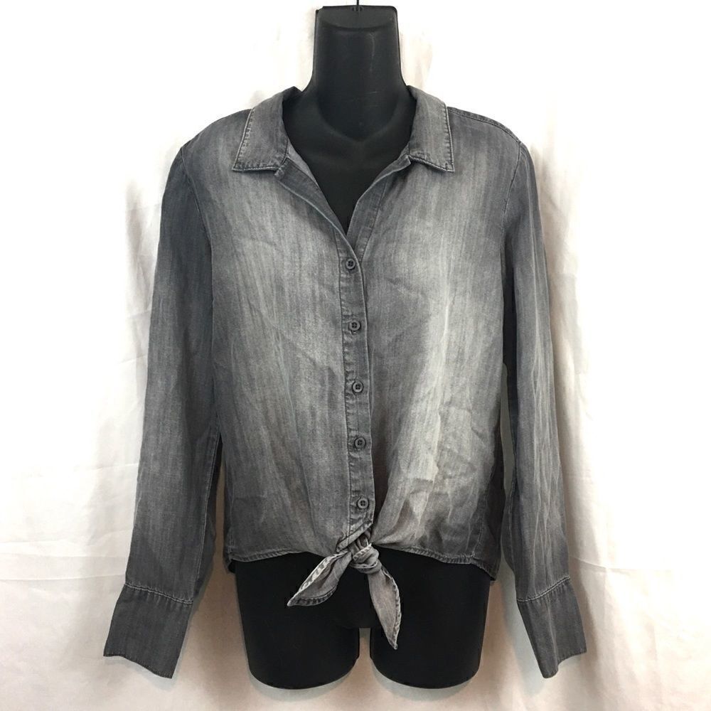 Anthropology cloth & stone whitewash tie front top